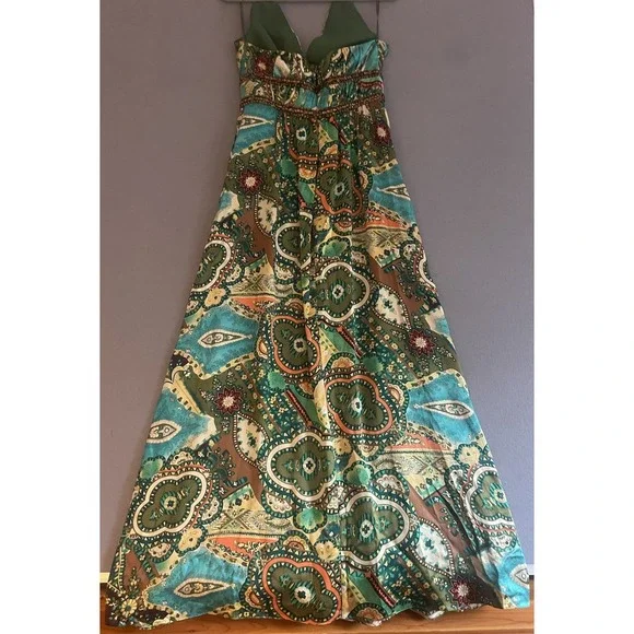 Kay Unger Women 8 Dress 100% Silk Babydoll Beaded Halter Y2K Fairy Grunge  Forest
